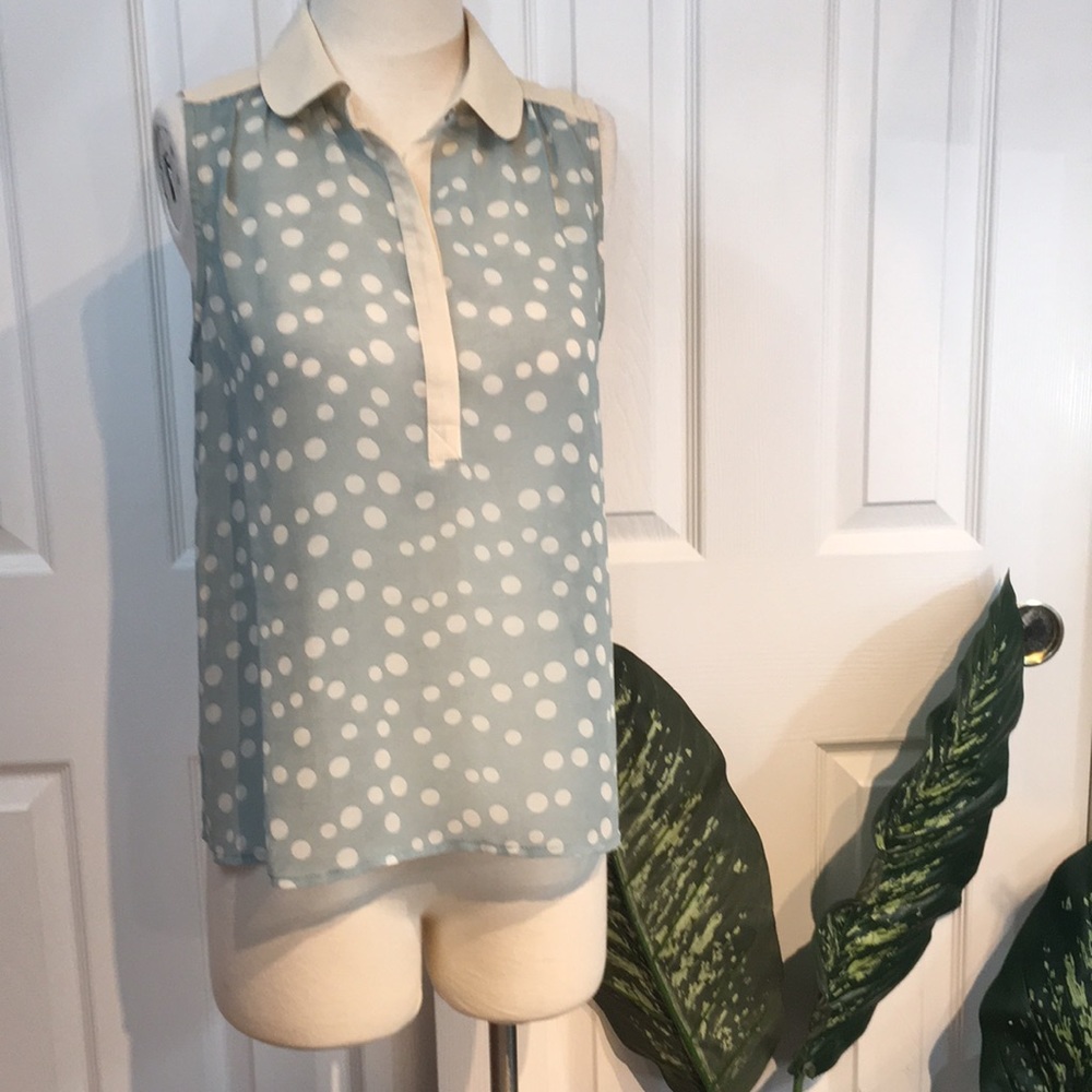 CHLOE K. Vintage polka dot sleeveless blouse